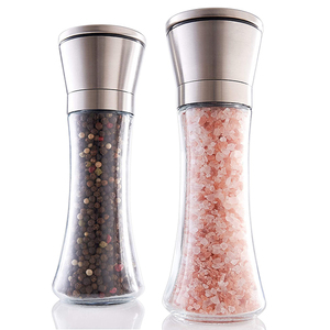 Commercio all'ingrosso macinapepe in bianco e nero bottiglia di macinazione manuale piccola bottiglia di condimento bottiglia di condimento di sale marino di vetro - Product Image 1