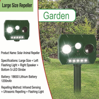 Répulsif solaire rechargeable pour animaux, à infrarouge, avec flash LED et ultrasons, pour jardin, cour et ferme