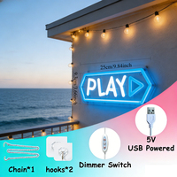 Neonawall PLAY Button LED Neon Sign, forme personnalisable, intensité réglable, lumineux, indice de protection IP65, décoration murale pour salle de jeux, cadeau pour les joueurs