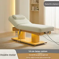 Table de massage électrique dorée moderne pour chambre, salon, salon de beauté, spa, atelier, 3 moteurs, cuir PU, éponge haute densité