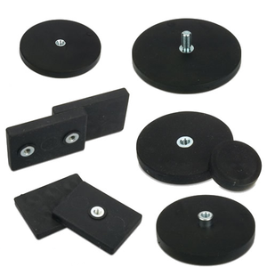 Base de soporte magnético de níquel, imán fuerte, imanes de olla recubiertos de goma de neodimio, montaje de rosca de tornillo, imán recubierto de plástico de goma - Product Image 1