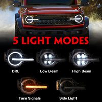 Phares avant à projecteur LED à 4 lentilles avec boîtier noir et feux de jour (DRL) améliorés pour Ford Bronco 2021-2023 – Kit de modernisation de phares