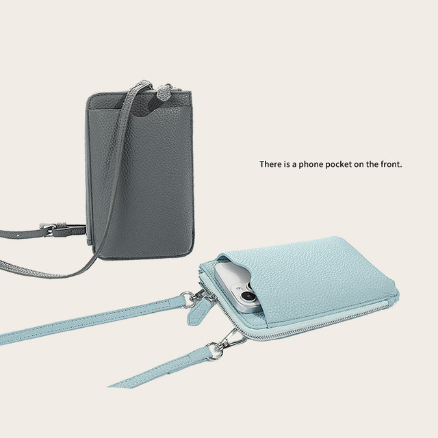 Luxury Female Crossbody Leather Pouch with Strap for Women Leather Cash Bag Pouch with Card Slot Coin Purse Zipper