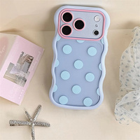 Funda para Teléfono con Diseño de Puntos Ondulados Estilo Japonés/Coreano para iPhone 17, 18 Pro, 16, 15 Pro Max, Color Caramelo, Transparente Esmerilado, Antigolpes