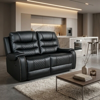 Ensemble de canapés inclinables manuels 3+2+1, 3 places avec table rabattable, causeuse avec console centrale et fauteuil inclinable individuel pour salon