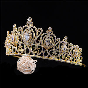 النساء الزفاف إكليل تاجي الزفاف الاكسسوارات الذهب مطلي تاج فخم - Product Image 3