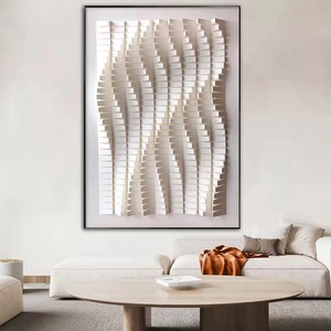 Sculpture sur bois abstraite en forme de vague, œuvre d'art Wabi Sabi, peintures en grès 3D et arts muraux pour chambres à <span class=keywords><strong>coucher</strong></span> - Product Image 4