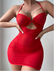 ヨーロッパアメリカ最新セクシーヒップスカート楽しいスーツ多色ピュアパースペクティブ誘惑クロシェットレース装飾卸売 - Product Image 4