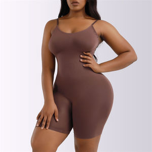 Combinaison gainante sans couture marron pour femme, haute élasticité, rehausseur de <span class=keywords><strong>fesses</strong></span>, body sculptant intégral - Product Image 2