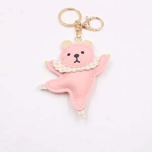 Leather Ballet Dancing Bear <b>Keychain</b> Cute Animal Figure Key Pendant - Product Image 5