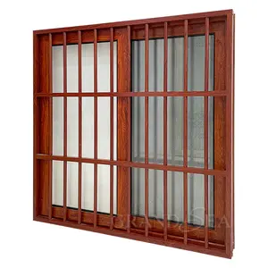 Низкая цена, цветное алюминиевое раздвижное окно с текстурой древесины, зажаренный дизайн