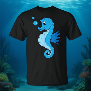 Camiseta infantil con diseño de caballito de mar, color azul, diseño de dibujos animados para niños - Product Image 3