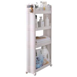 Estante de almacenamiento multifuncional para cocina de 4 niveles, organizador móvil para espacios entre refrigeradores, color beige - Product Image 1