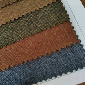 16% Wolle 78% Polyester 3% Elasthan 430g/<span class=keywords><strong>m</strong></span> 1cm Fischgrätmuster Flanell Ganzjahres-Leichtgewicht Anzugstoff aus Wolle - Product Image 2