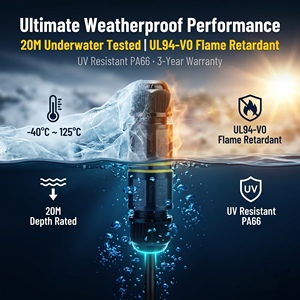 신뢰할 수 있는 IP68 방수 야외 케이블 커넥터 3핀 원형 전원 2방향 퀵 커넥트 암수 구리 접점 나일론 - Product Image 3