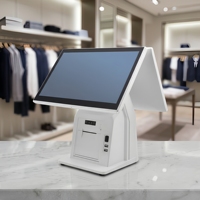 Sistema POS de Doble Pantalla de 15.6 Pulgadas, Caja Registradora con Sistema Operativo Windows/Android, CPU Intel I5, Bluetooth/Wi-Fi, Impresora de 58/80 mm para Comercio Minorista