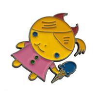 Badge en métal personnalisé avec logo, motif pilote de dessin animé, à attache papillon, directement de l'usine