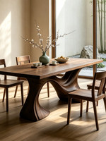 Table à manger rectangulaire en bois massif de style accentué, design moderne et minimaliste, idéale pour villa de luxe, maison et bureau