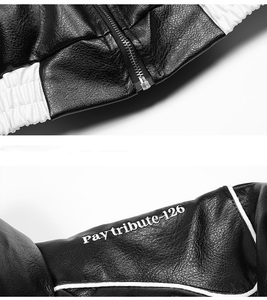 Veste en cuir personnalisée pelucheuse Veste de moto et <span class=keywords><strong>motard</strong></span> de haute qualité Design rétro brodé Sense Racing Veste en cuir Logo OEM - Product Image 3
