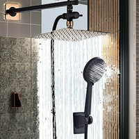 Robinet de douche mural moderne de luxe en laiton, ABS et acier inoxydable, avec pommeau de douche carré en céramique souple à poignée unique pour villa