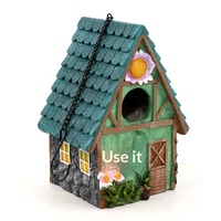 Décoration de jardin de cour, nichoir à oiseaux de style américain sur le thème du perroquet, nid suspendu pour l'hiver, artisanat en résine