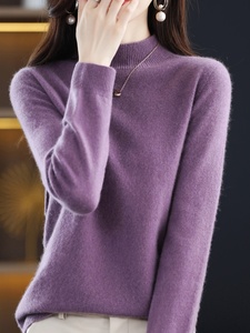 2023One-Line maglione di cachemire a maniche lunghe a collo alto da <span class=keywords><strong>donna</strong></span> in lana Merino pronto da indossare autunno e inverno - Product Image 3