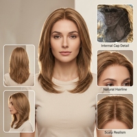 Perruque juive Sheitel transparente à dessus en soie injectée, personnalisée pour salon, en cheveux vierges Remy mongols blonds, prix usine en gros