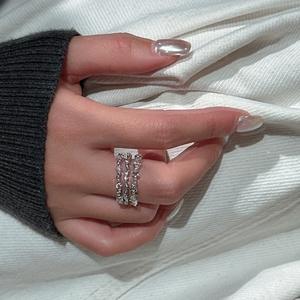 Bague en argent pur S925, style vintage, dentelle, design original, plaqué or 18 carats, luxe léger, style français, incrustation de zircon rétro, bague à ouverture - Product Image 2