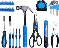 Juego de herramientas básicas de reparación para el hogar, 39 Uds., kit de herramientas portátiles mecánicas, estuche de almacenamiento portátil DIY, incluye herramientas esenciales para el hogar