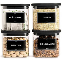 Wadah Penyimpanan Makanan Kaca Borosilikat Tinggi yang Dapat Ditumpuk, Stoples Dapur Kedap Udara dengan Tutup Transparan untuk Pasta, Sereal, Rempah-rempah, Makanan Kering