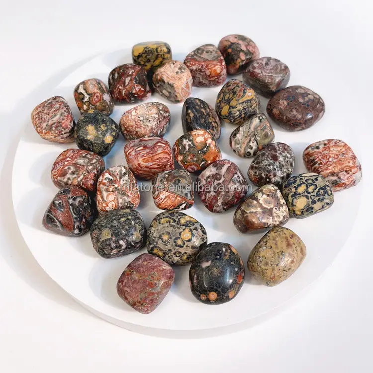 Venta al por mayor de piedras preciosas pulidas, piedras caídas, cristales curativos, leopardo, jaspe, rocas de riolita para decoración de regalo de Reiki