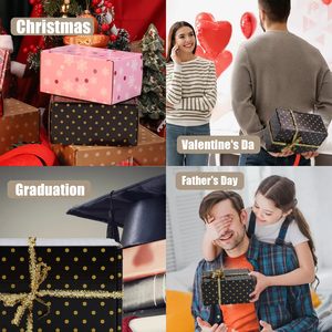 Pequeñas cajas de envío portátiles Diseño de puntos dorados Correo reciclado negro <span class=keywords><strong>para</strong></span> pequeñas empresas <span class=keywords><strong>para</strong></span> Navidad Día de San Valentín <span class=keywords><strong>Padre</strong></span> - Product Image 2