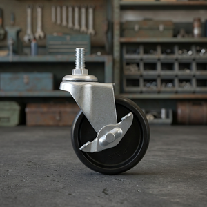 Roues pivotantes en polypropylène et acier de 3 pouces avec tige filetée M10 et frein, capacité de charge de 60 kg pour chariot de meubles - Product Image 3