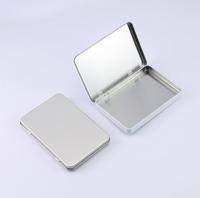 Boîte à bonbons rectangulaire à charnière mince personnalisée en métal blanc noir argenté Emballage de boîte en fer blanc pour carte maquillage Palette de fards à paupières