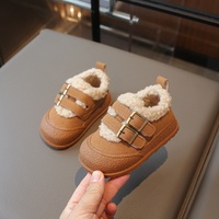 Nouvelle Collection Hiver 2025 – Bottines Loafer Chaudes et Antidérapantes pour Filles, Style Coréen, Fermeture Velcro, Hauteur Cheville
