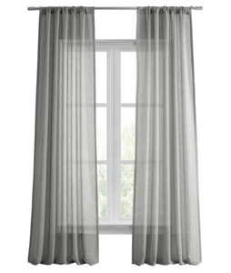 Tenda trasparente grigio chiaro in finto lino solido - Product Image 1