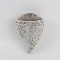 Décoration suspendue populaire : petit pot de fleurs suspendu en béton en forme de feuille pour plantes vertes de jardin
