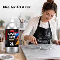 Peinture acrylique argentée 2L avec pompe distributrice, couleur acrylique pour artistes, pour toiles murales, fournitures de peinture artisanale DIY
