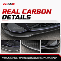 Lèvre de pare-chocs avant en fibre de carbone véritable style ZESON pour BMW Série 3 G20 LCI M340i 330i 2023+
