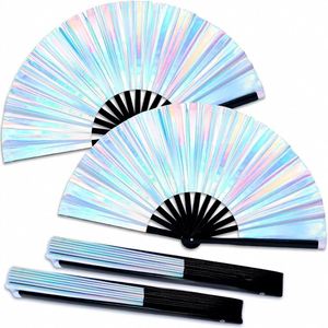 Abanico de Mano de Bambú con PVC Transparente de Primera Calidad, Abanico Portátil con Sonido Fuerte para Discoteca - Product Image 1