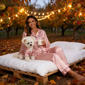 Pet Supplies Custom New Designer Clothing <strong>Human</strong> Matching Matching Pet and Owner Pajamas Set in Sapphire Satin Slumber - Product Image 6