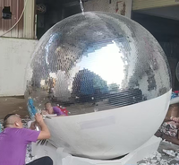 Boule disco miroir surdimensionnée, décoration de scène pour festival et fête d'anniversaire, orbe en verre, éclairage disco rétro, 200 cm, style naturel