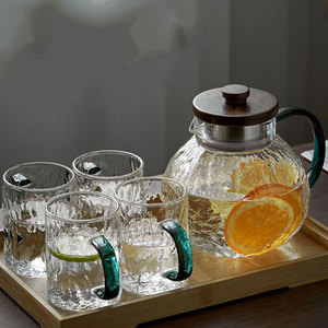 Teiera in Vetro Borosilicato Resistente alle Alte Temperature Begonia con Manico Verde e Coperchio in Legno, <span class=keywords><strong>Regalo</strong></span> Premium per la Casa e la Tavola per le Festività - Product Image 2