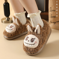 labubu Chaussons d'hiver pour femmes en EVA à bout fermé, nouveau style, semelle épaisse antidérapante avec motifs de dessins animés mignons