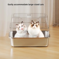Bac à litière pour chat en acier inoxydable grande capacité, best-seller, anti-odeur, anti-éclaboussures, facile à nettoyer et avec fonctionnalités détachables