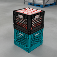 Caisse à lait en plastique pliable à mailles, qualité alimentaire, empilable, directement de l'usine, compatible avec les bouteilles et cartons standard de 1L/2L