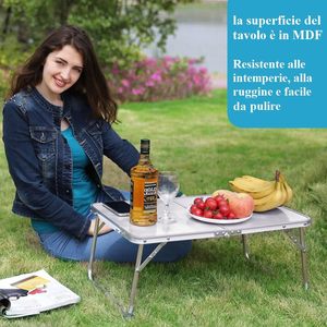 Folding Picnic <b>Table</b> Aluminum 60x40x26 Cm <b>Portable</b> With Handle Travel Outdoor Use - Product Image 5