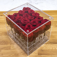 Boîte à fleurs en acrylique transparente, vase à roses en acrylique, support pour 20 tiges avec plateau, décoration florale pour centre de table de réception de mariage