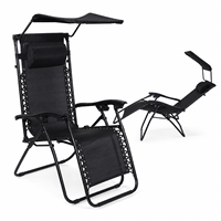 Chaise de camping pliable portable zéro gravité, chaise longue inclinable réglable avec auvent pare-soleil, structure en tube de fer, tissu Oxford