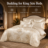 Parure de lit de luxe en satin jacquard, tailles King et Queen, 4, 6 ou 7 pièces, ensemble housse de couette, OEM ODM, personnalisable pour hôtels et mariages